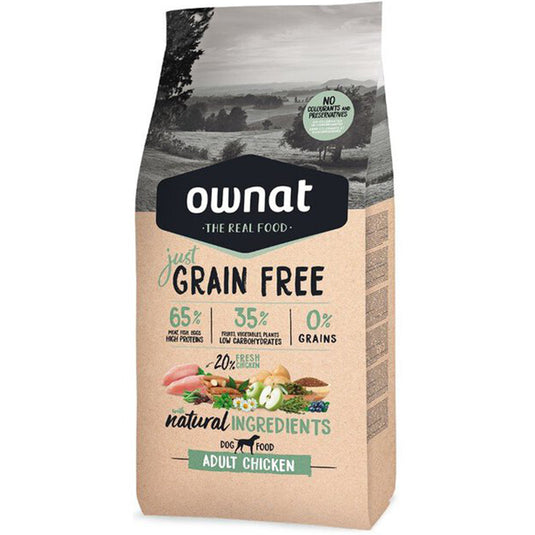OWNAT Just Grain Free Adult sans céréales au poulet Croquettes pour chien adulte 14KG