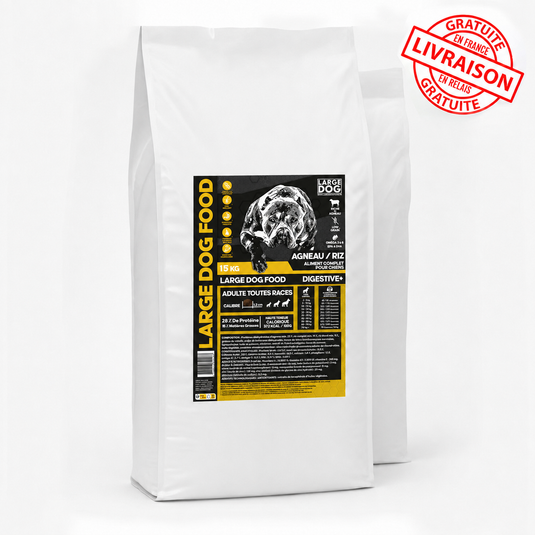 NOUVEAU ! LARGE DOG FOOD Digestive+ SANS GLUTEN - Agneau / Riz Low Grain – Croquettes chien adulte 15 kg