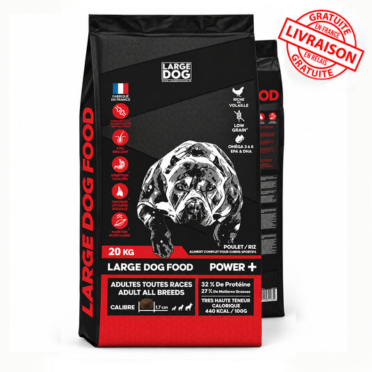 LARGE DOG FOOD Power+ 32/27 Low Grain - Croquettes chien 20 kg